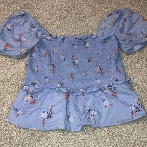 Madewell Floral Smocked Flutter Sleeve Blouse XS